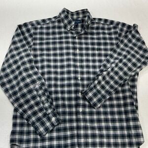 Ralph Lauren Mens XL Classic Fit Plaid Button Down Shirt Navy Green Long Sleeve